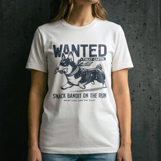 Wanted – Snack Bandit On The Run (Corgi Edition) T-Shirt